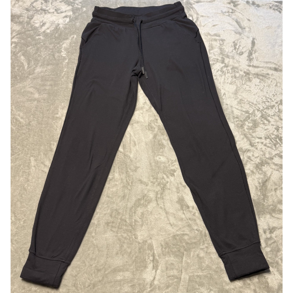 Lululemon Jogger Pants Womens 4 Black Fleece Lined Drawstring Tapered Leg Yoga